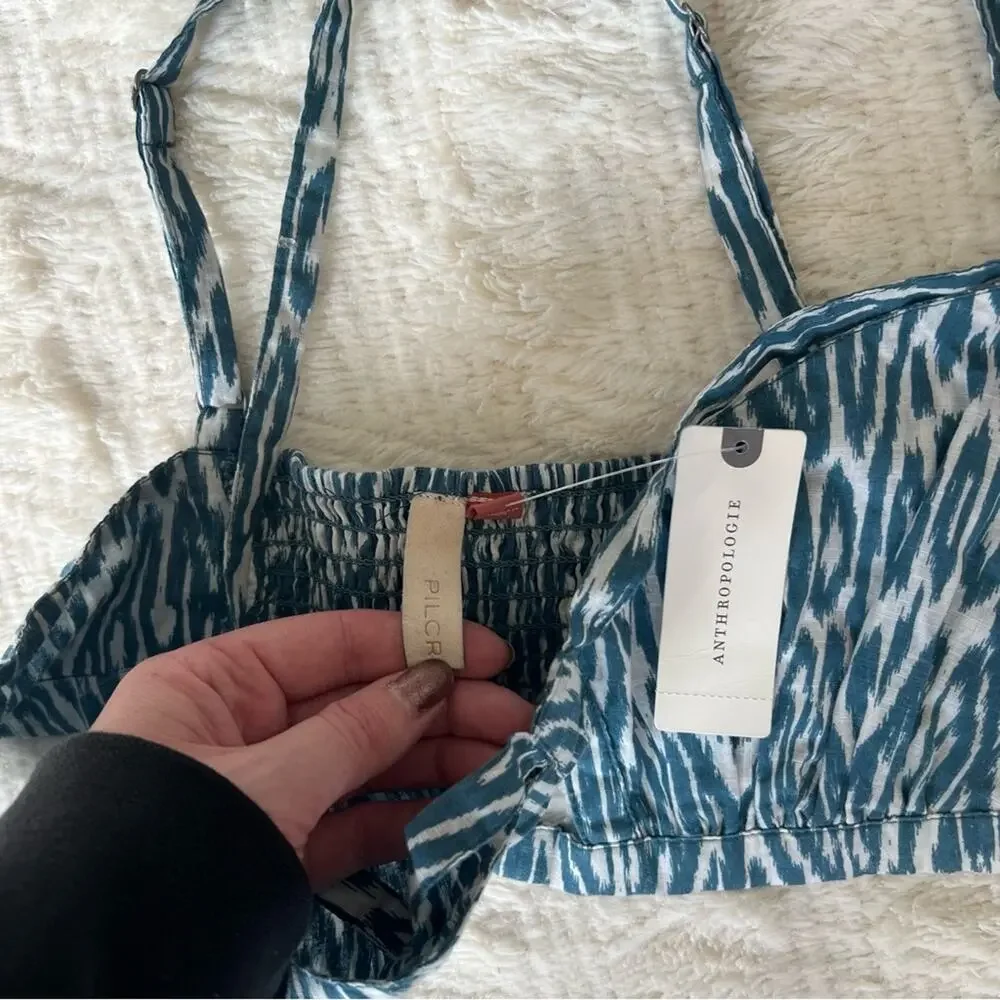 Anthropologie Pilcro Blue & White Printed Bra Top
